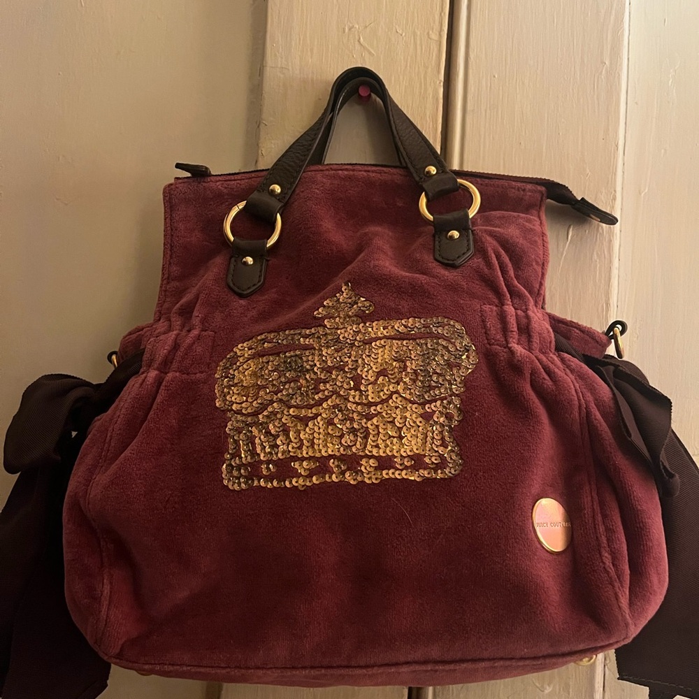Vintage Juicy Couture Crown Embellished Burgundy Bag